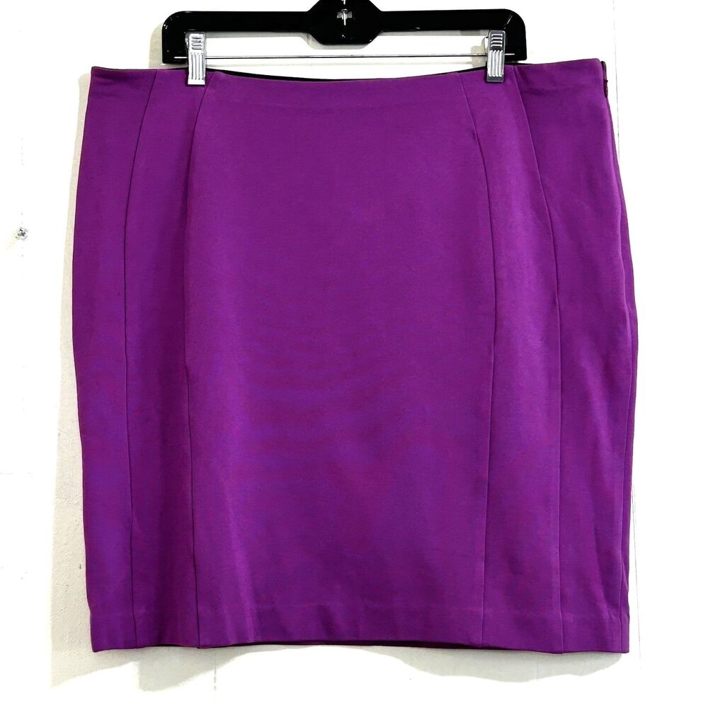 Ann Taylor Pencil Skirt Size 16 Purple Skirt Elastic Waist Stretch Mini Skirt.